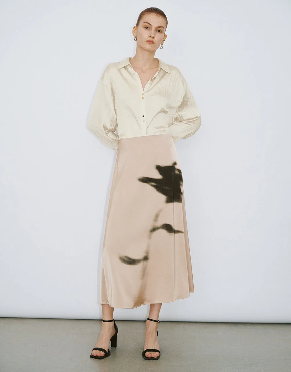 Printed Midi A-Line Skirt