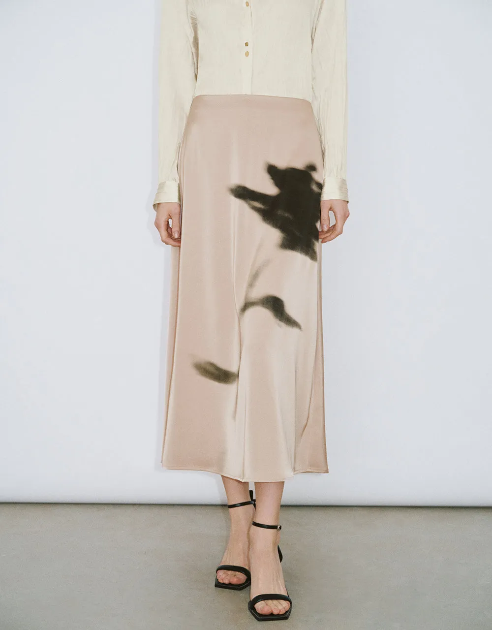 Printed Midi A-Line Skirt