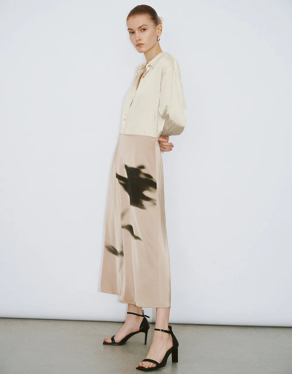 Printed Midi A-Line Skirt