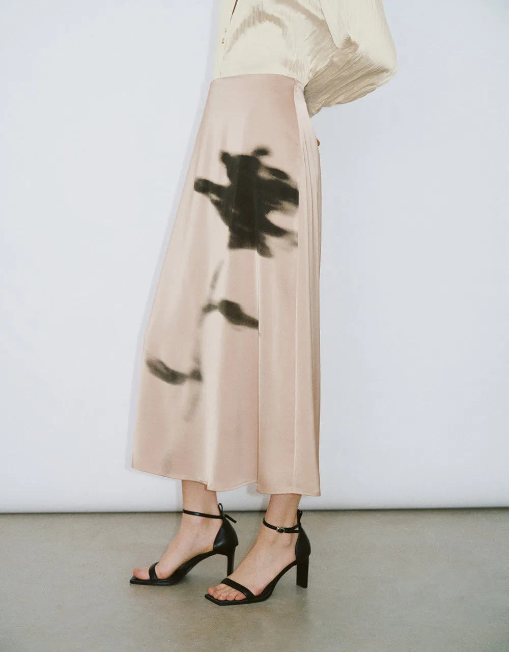 Printed Midi A-Line Skirt