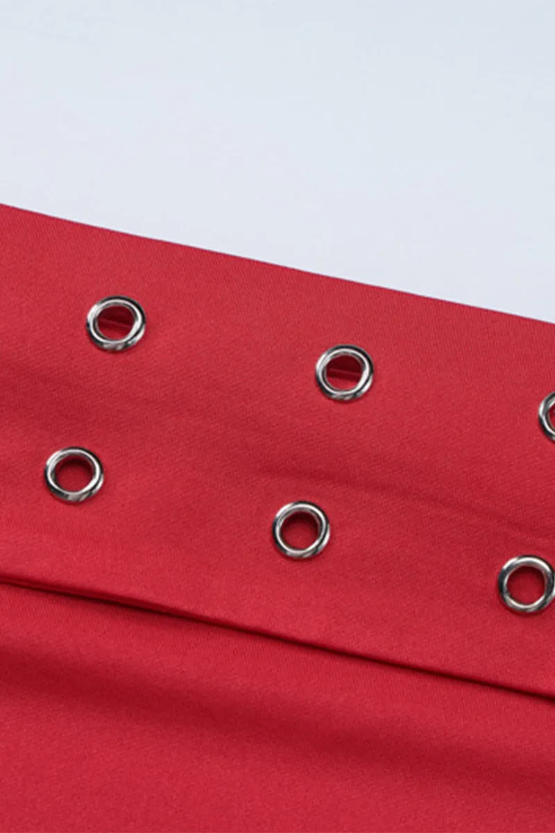 QS3183 Buckled Belt Mini Skirt