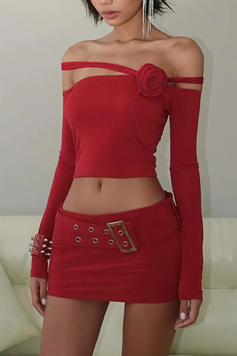 QS3183 Buckled Belt Mini Skirt