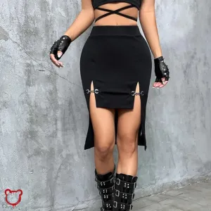 "Intense Black Grunge Mini Skirt"