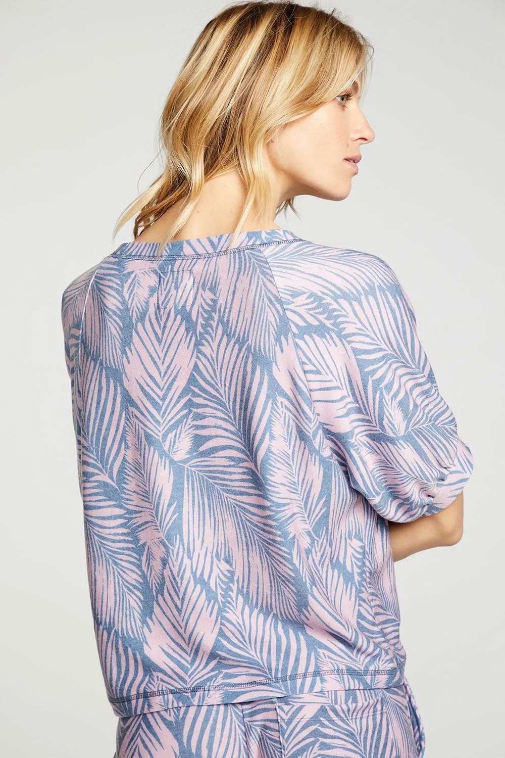 Recycled Cozy Knit Blouson Short Sleeve Raglan Pullover