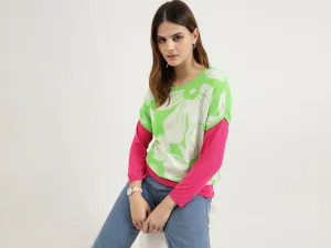 Regular Fit Round Neck Floral Print Tops