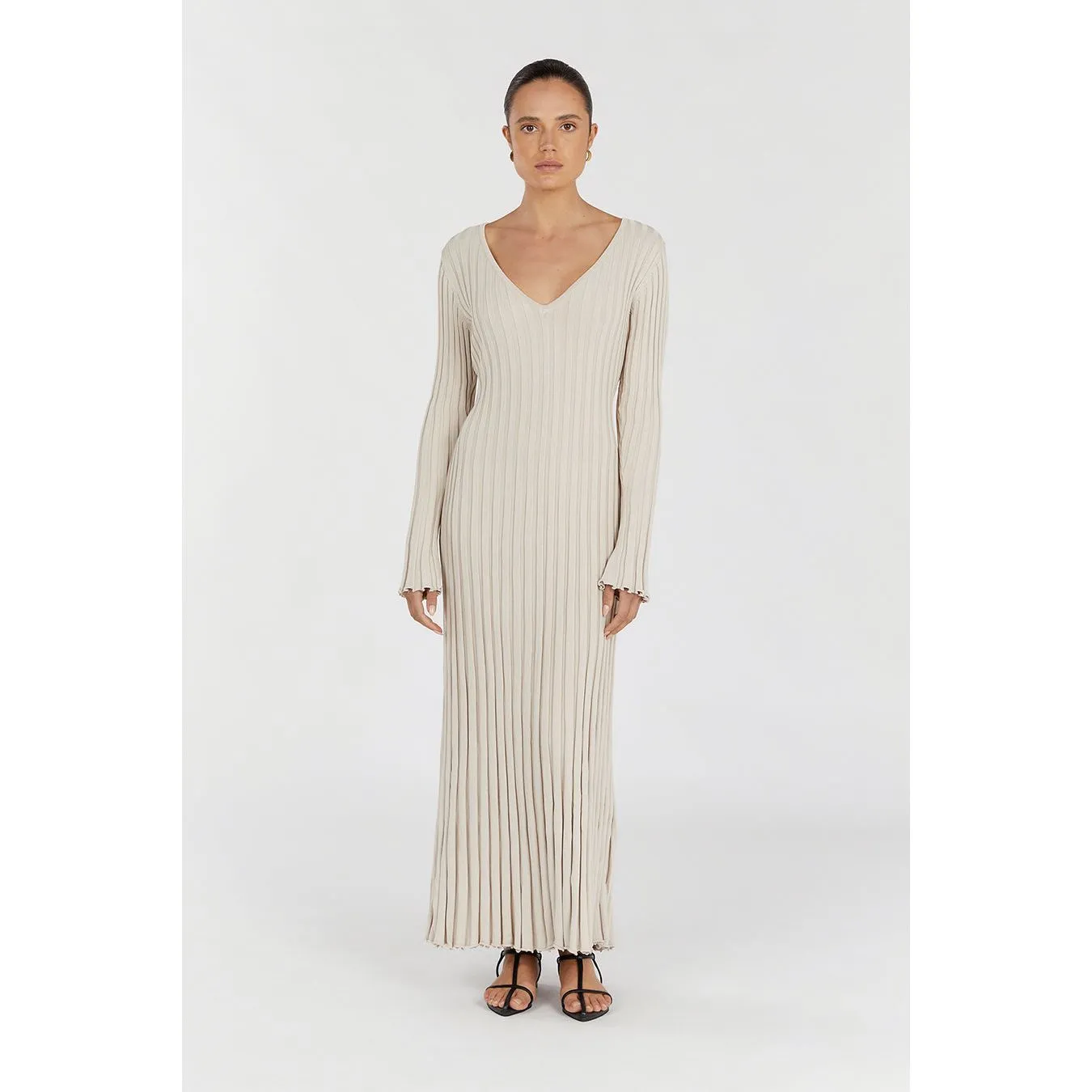 Reign Stone Sleeved Knit Midi Dress | Elegant & Timeless