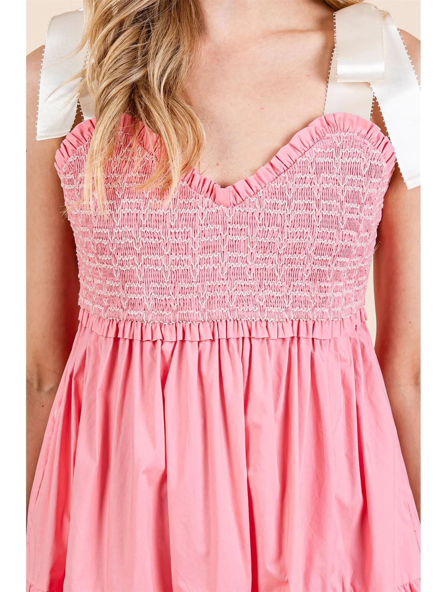 Ribbon Tie Strap Tiered Maxi Sun Dress