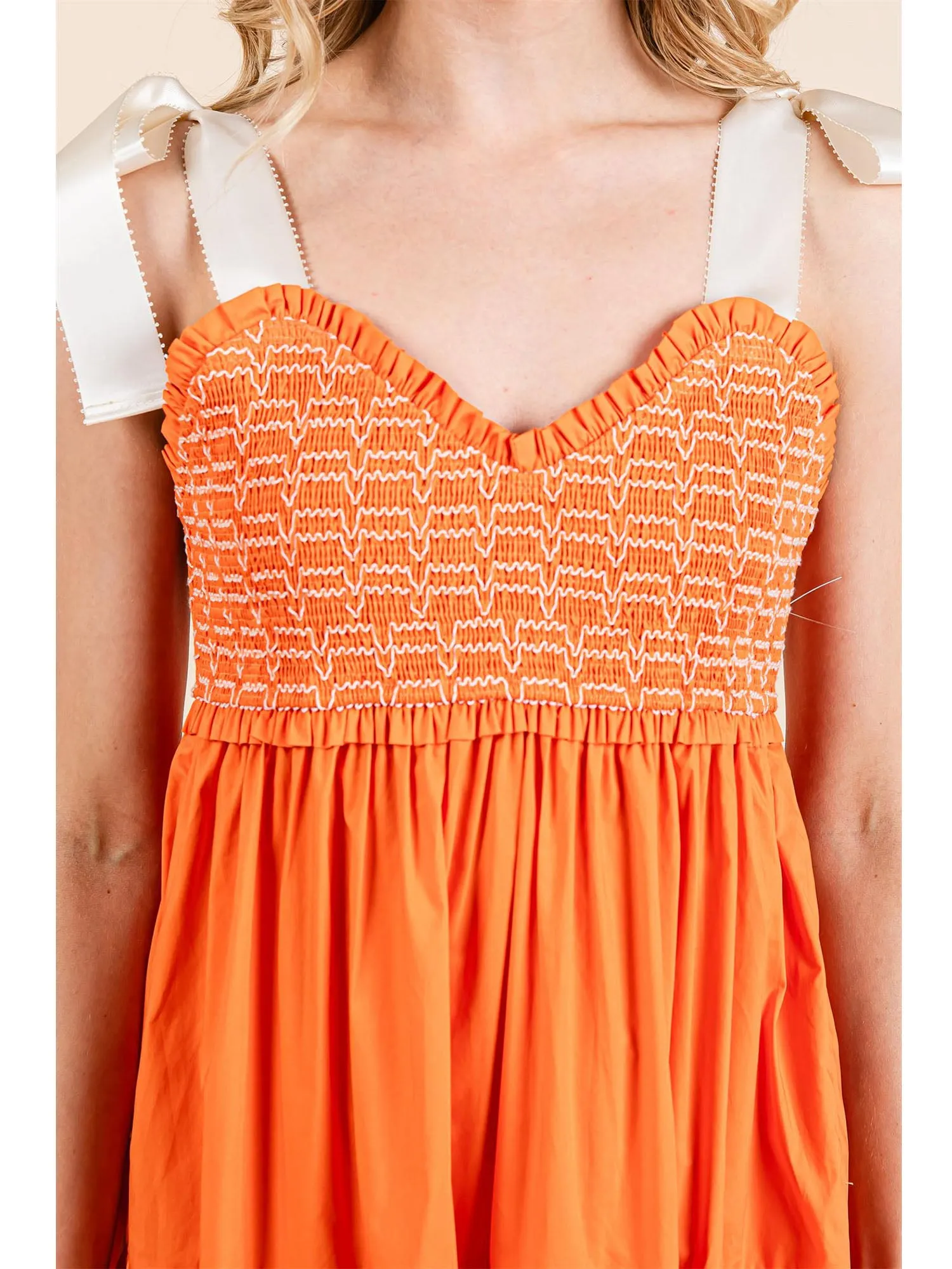 Ribbon Tie Strap Tiered Maxi Sun Dress