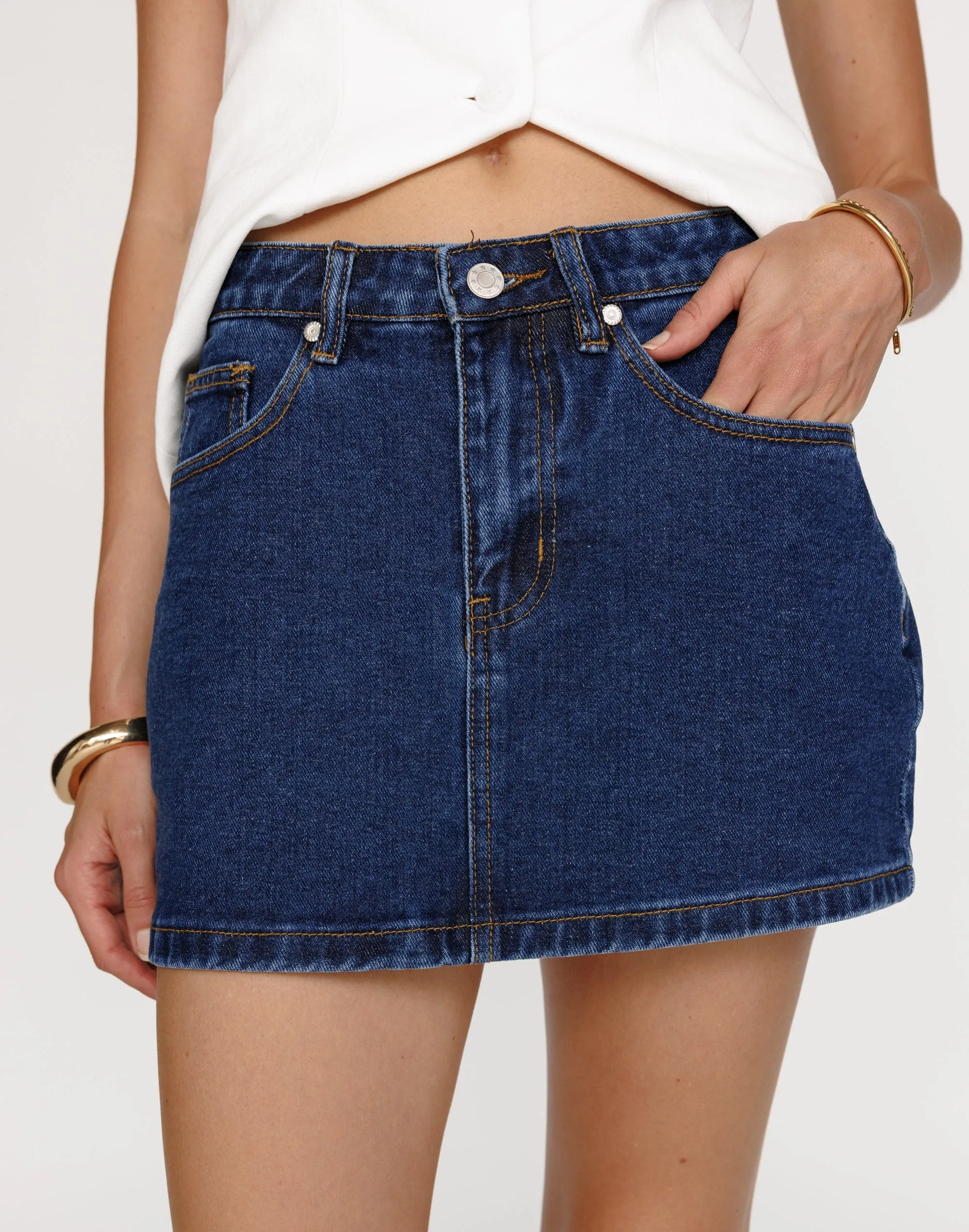 Riri Denim Mini Skirt (Dark Denim)