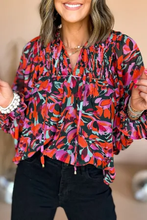 Ruby Floral Shirred Detail Puff Sleeve Blouse