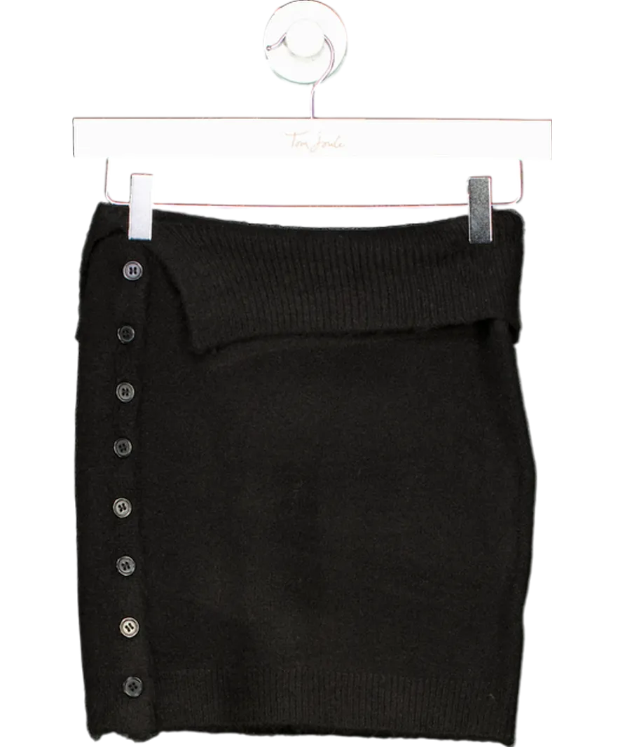 Ruve Black Selva Button Detail Fold Down Mini Skirt UK XS