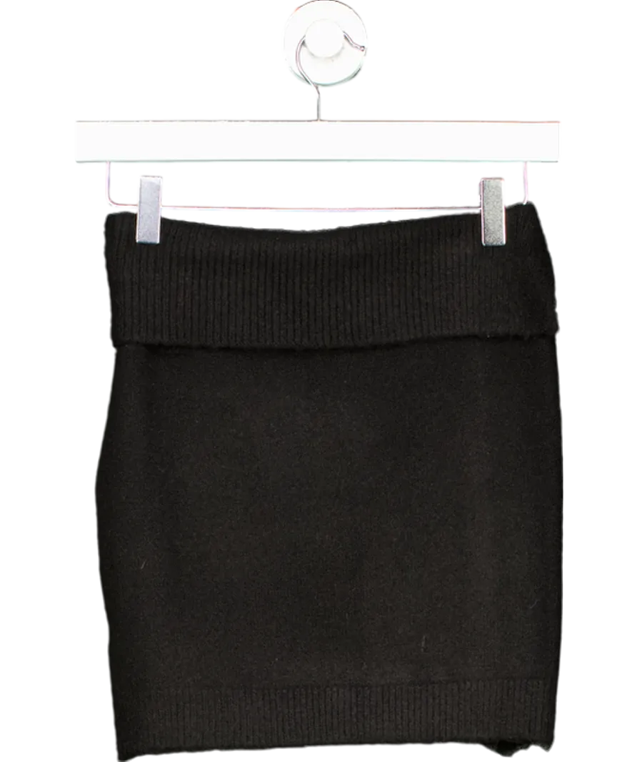 Ruve Black Selva Button Detail Fold Down Mini Skirt UK XS