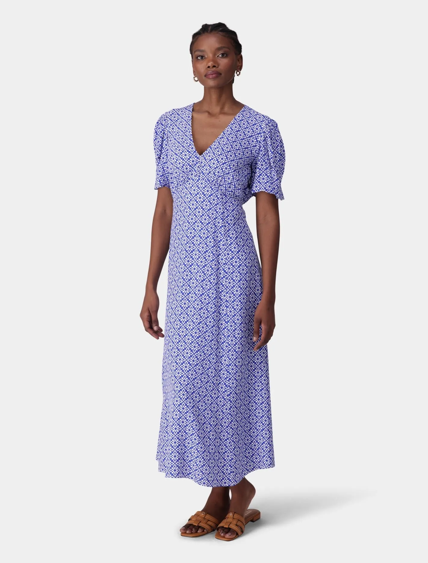 Saffron Printed Midi Sun Dress