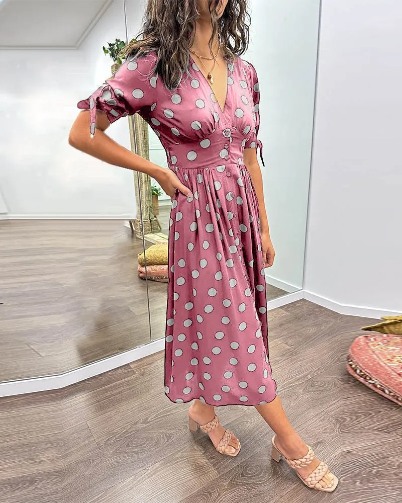 Schwarzes Midikleid mit Punkten - Ella
