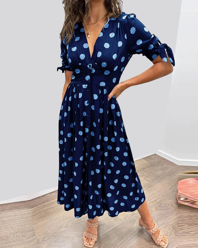 Schwarzes Midikleid mit Punkten - Ella