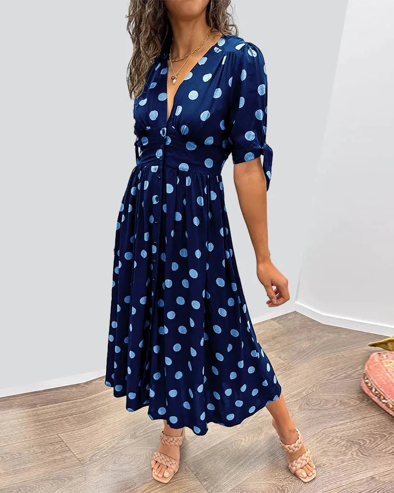 Schwarzes Midikleid mit Punkten - Ella