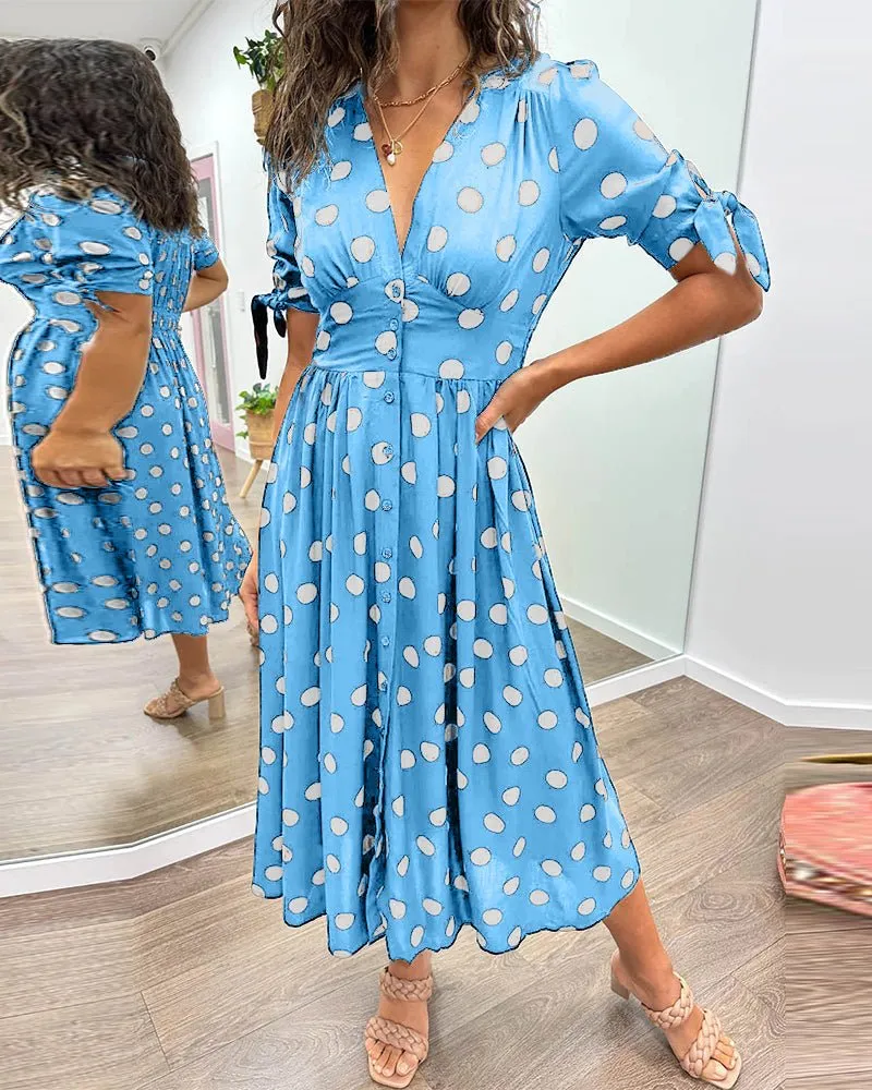Schwarzes Midikleid mit Punkten - Ella