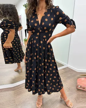 Schwarzes Midikleid mit Punkten - Ella