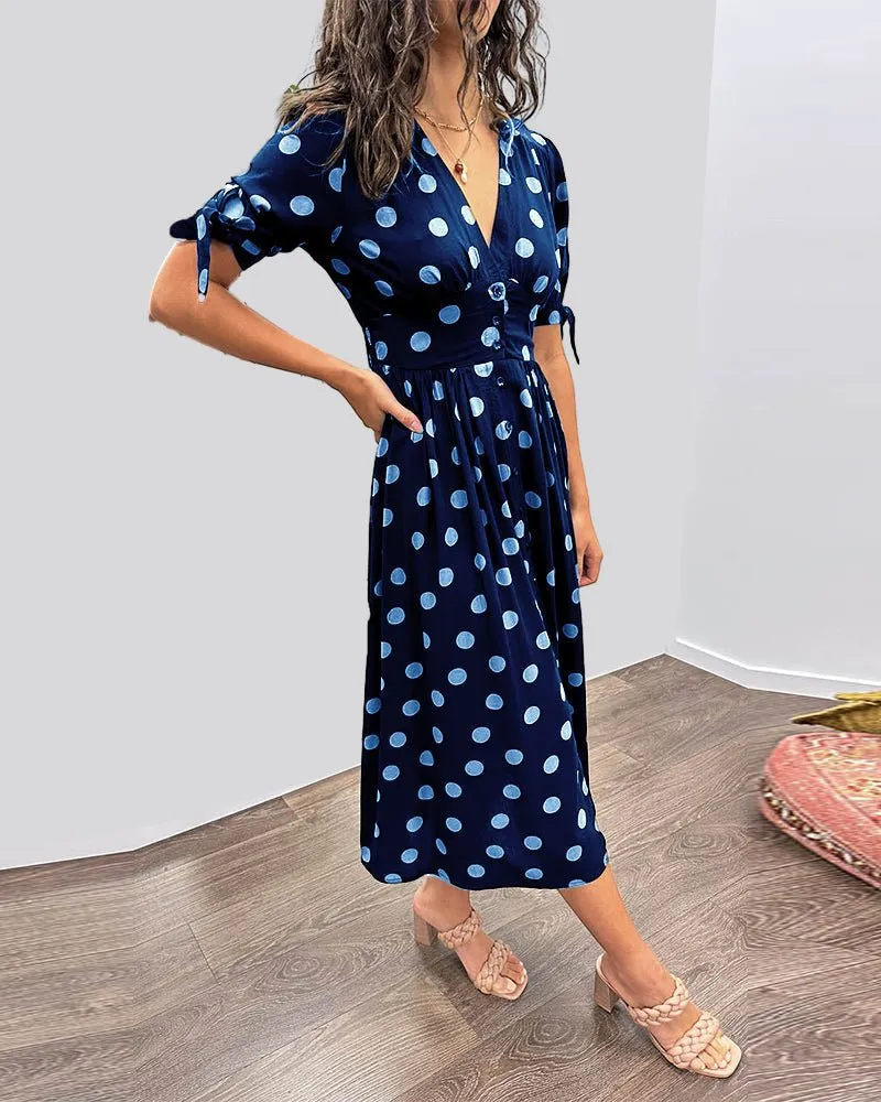 Schwarzes Midikleid mit Punkten - Ella
