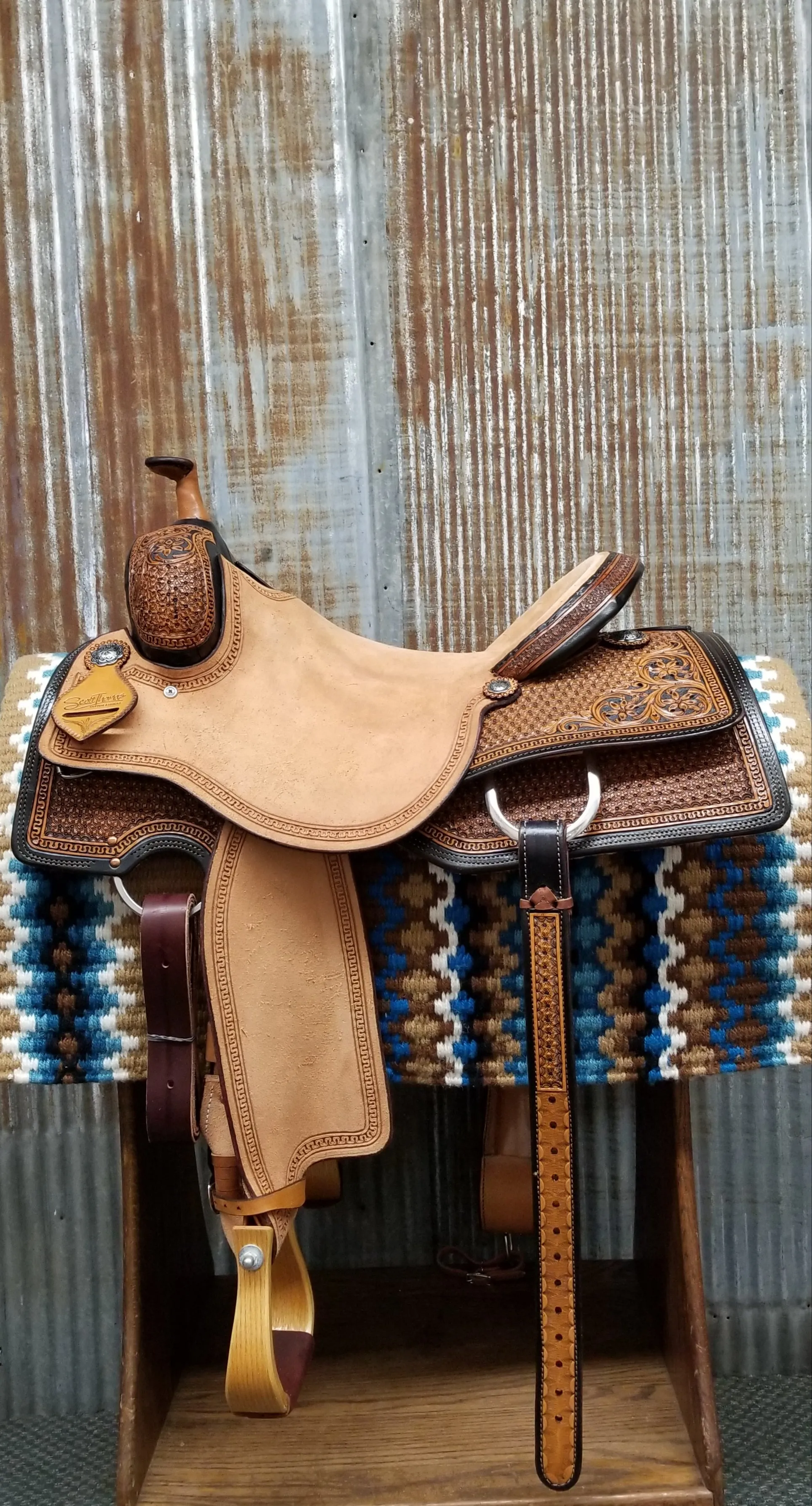 Scott Thomas Ranch Cutter Antiqued Natural Leather Saddle