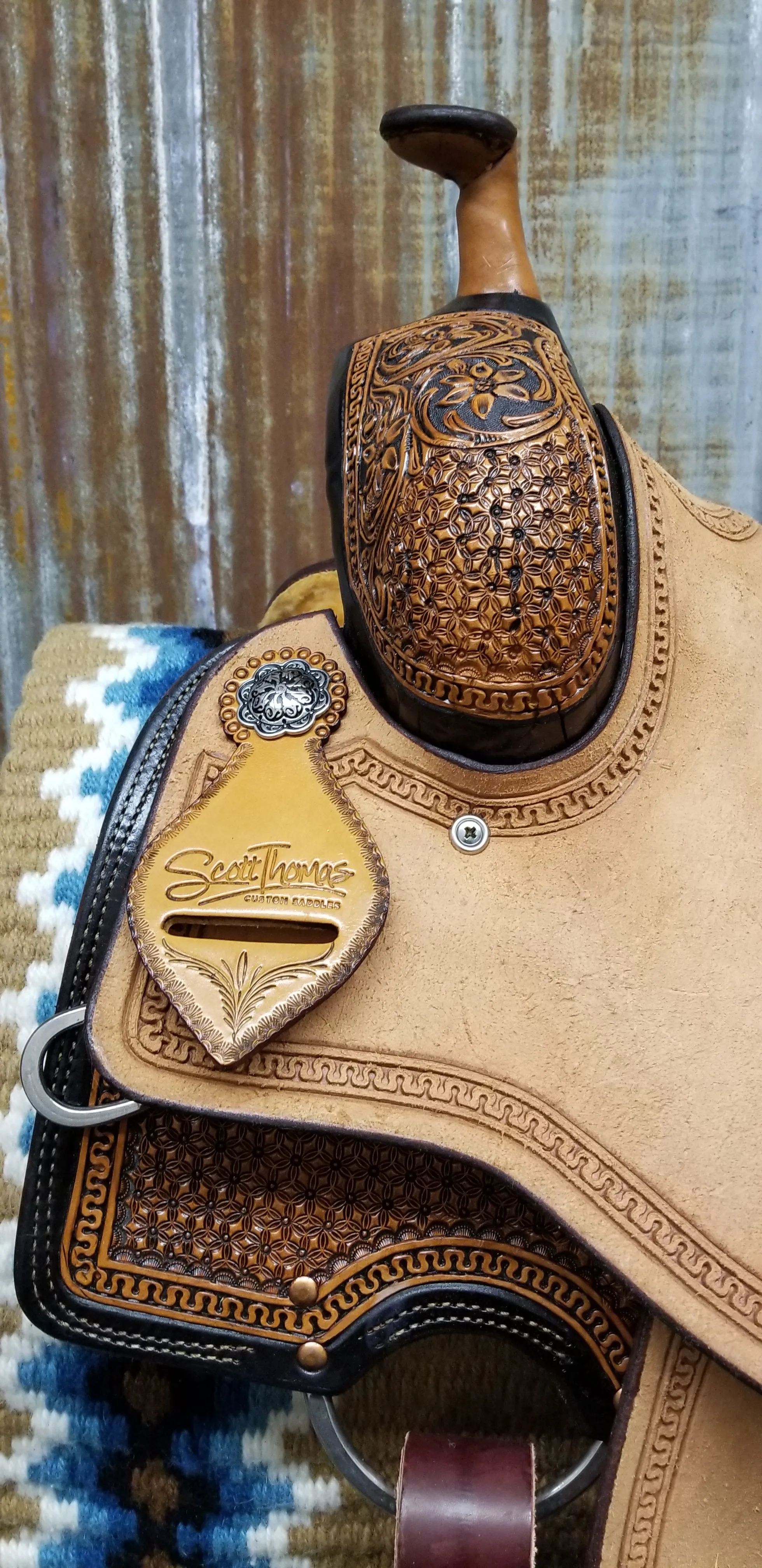 Scott Thomas Ranch Cutter Antiqued Natural Leather Saddle