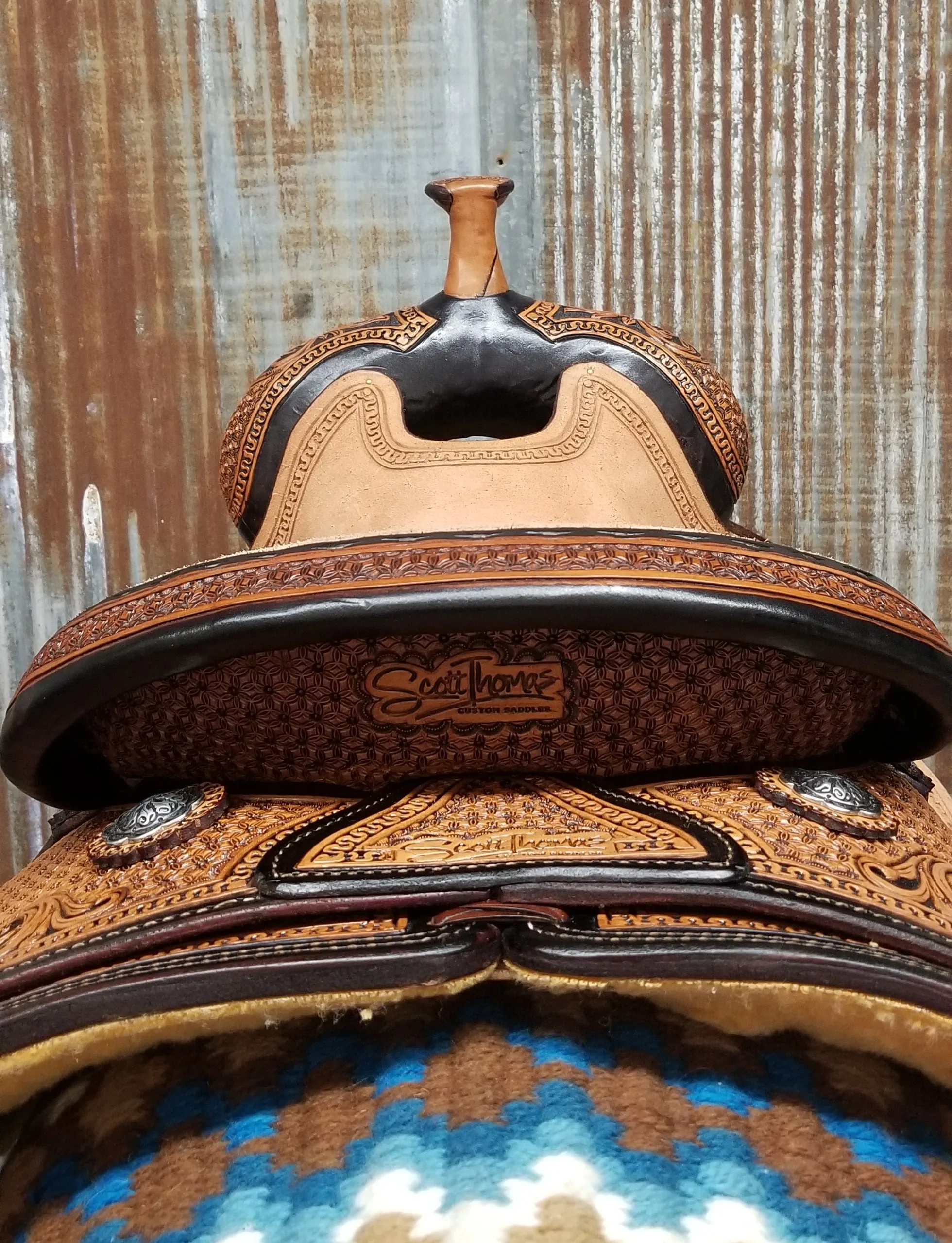 Scott Thomas Ranch Cutter Antiqued Natural Leather Saddle