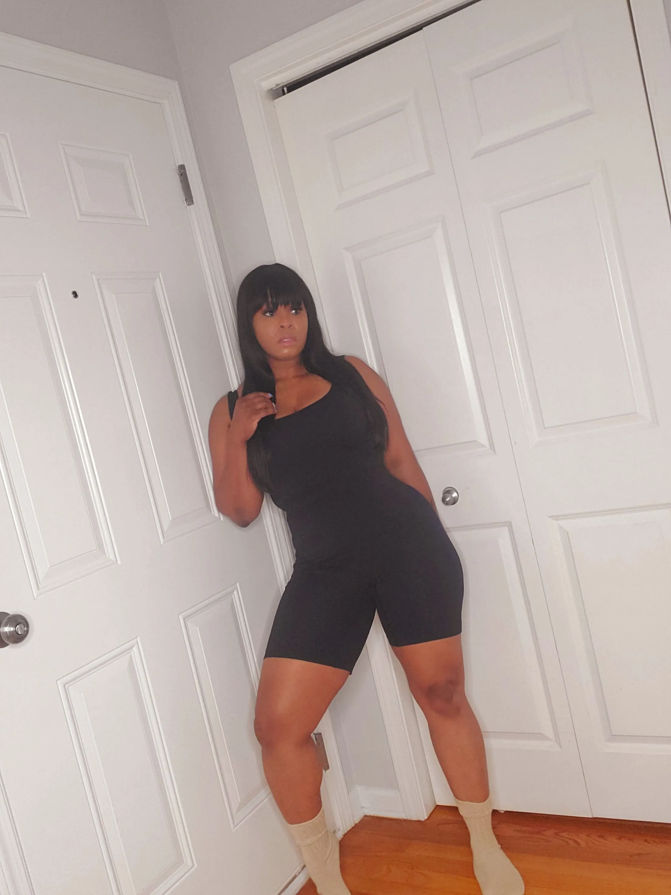 Seamless Ribbed Romper (Black)