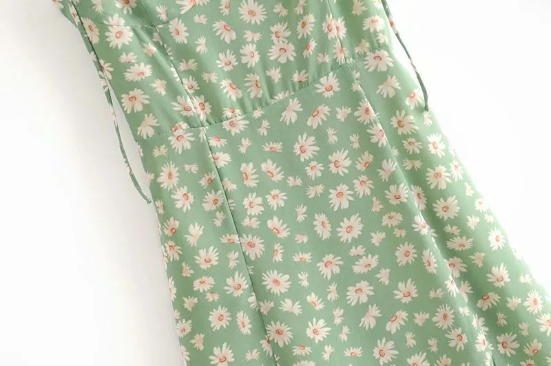 Sexy Suspenders Split Floral Daisy Midi Dresses