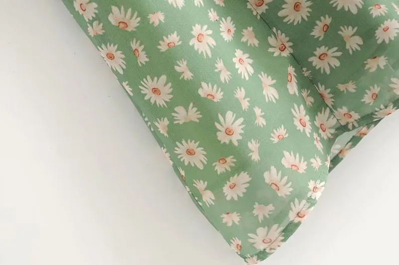 Sexy Suspenders Split Floral Daisy Midi Dresses