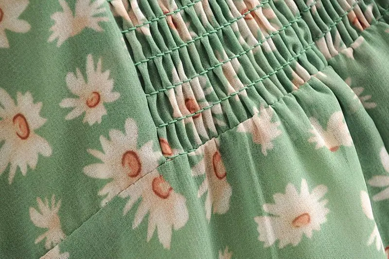 Sexy Suspenders Split Floral Daisy Midi Dresses