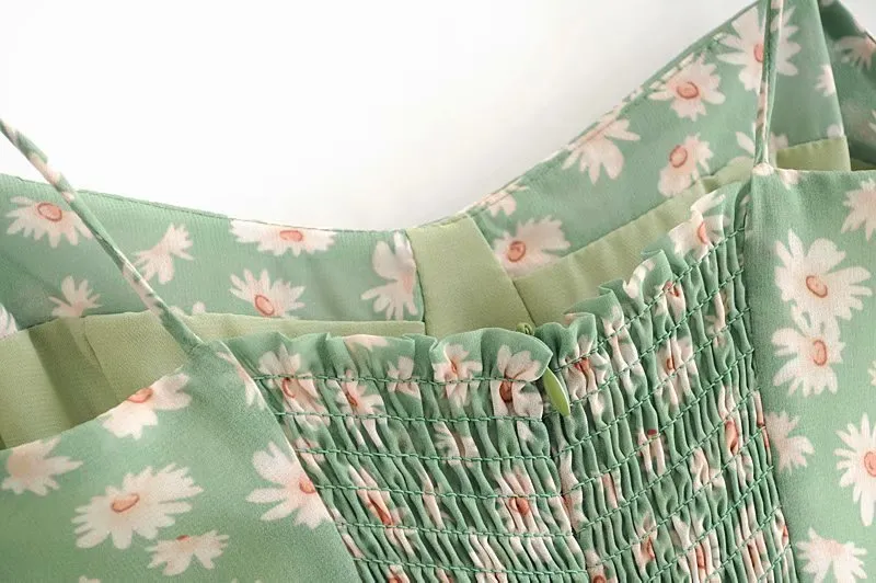 Sexy Suspenders Split Floral Daisy Midi Dresses