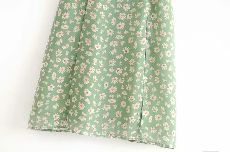 Sexy Suspenders Split Floral Daisy Midi Dresses