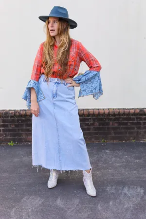 Shag Denim Skirt