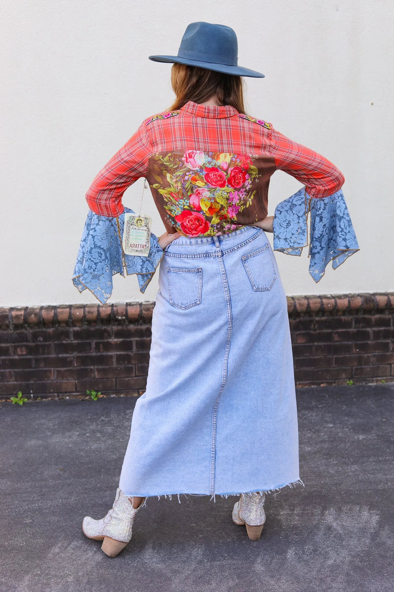 Shag Denim Skirt
