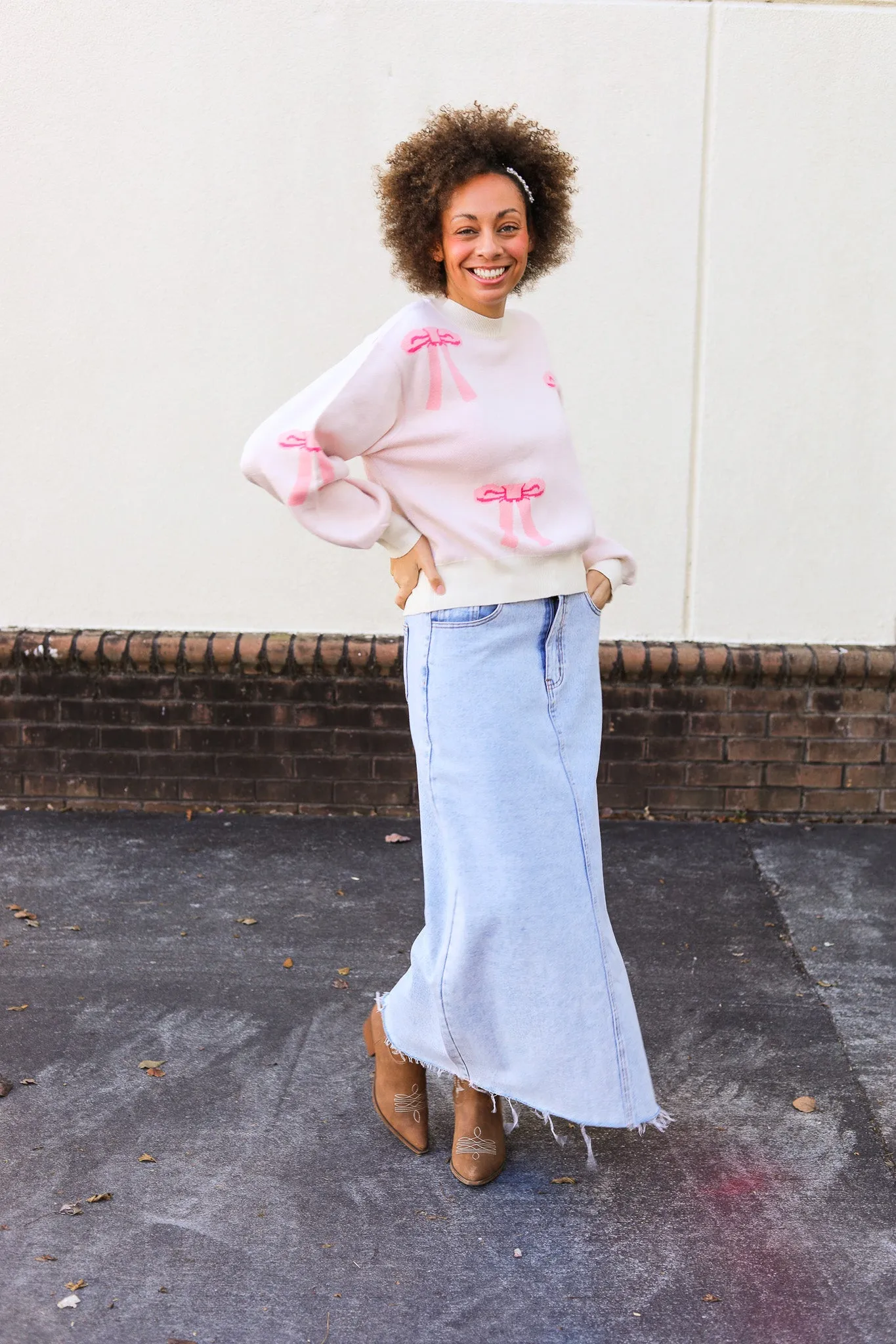 Shag Denim Skirt