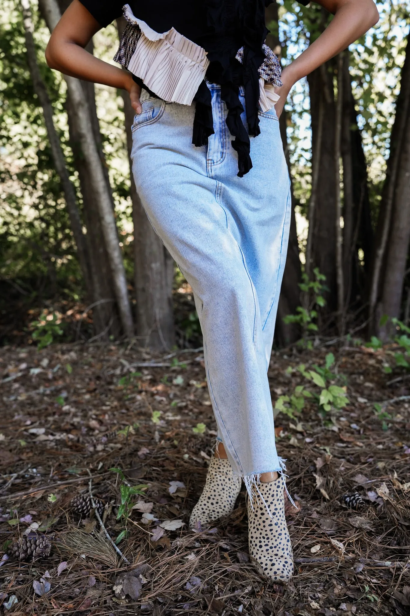 Shag Denim Skirt
