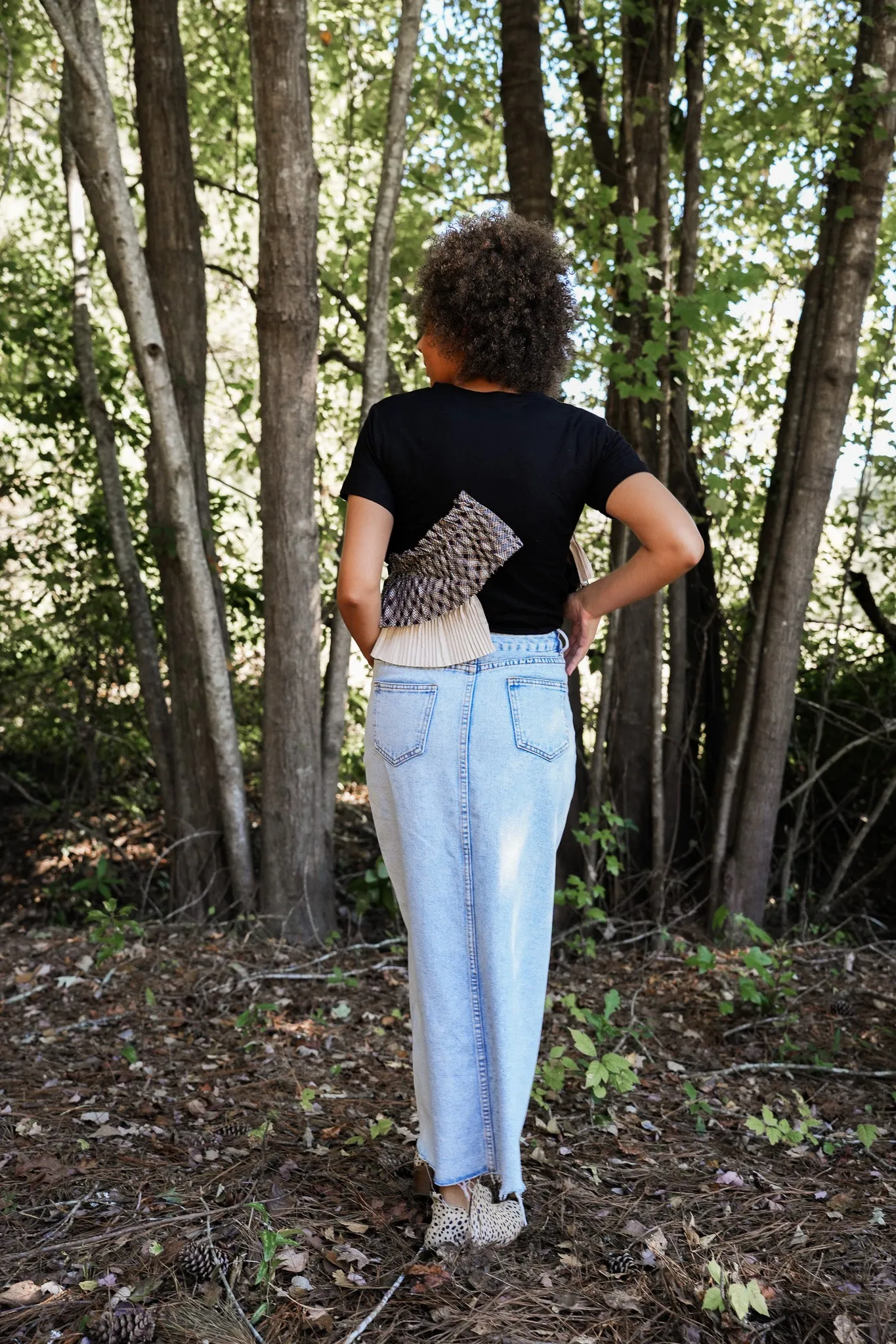 Shag Denim Skirt