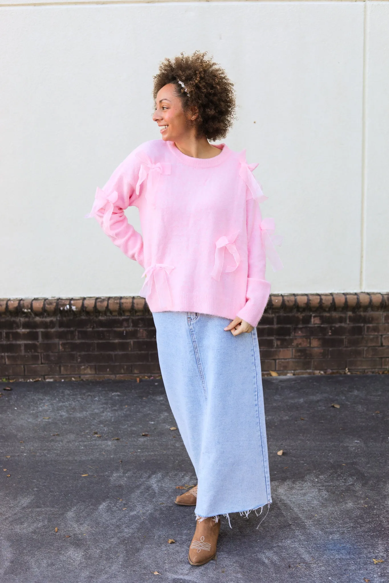 Shag Denim Skirt