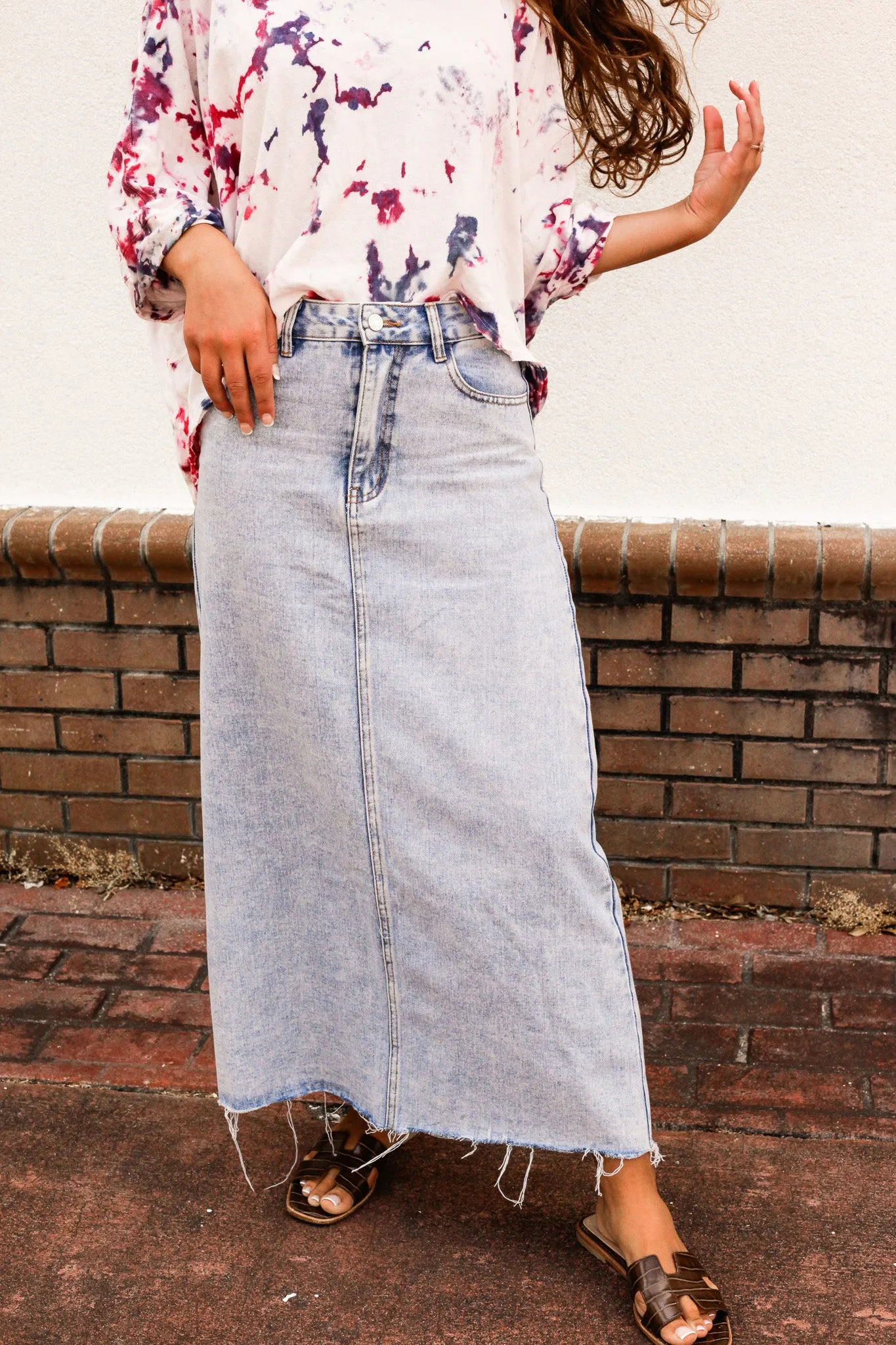 Shag Denim Skirt