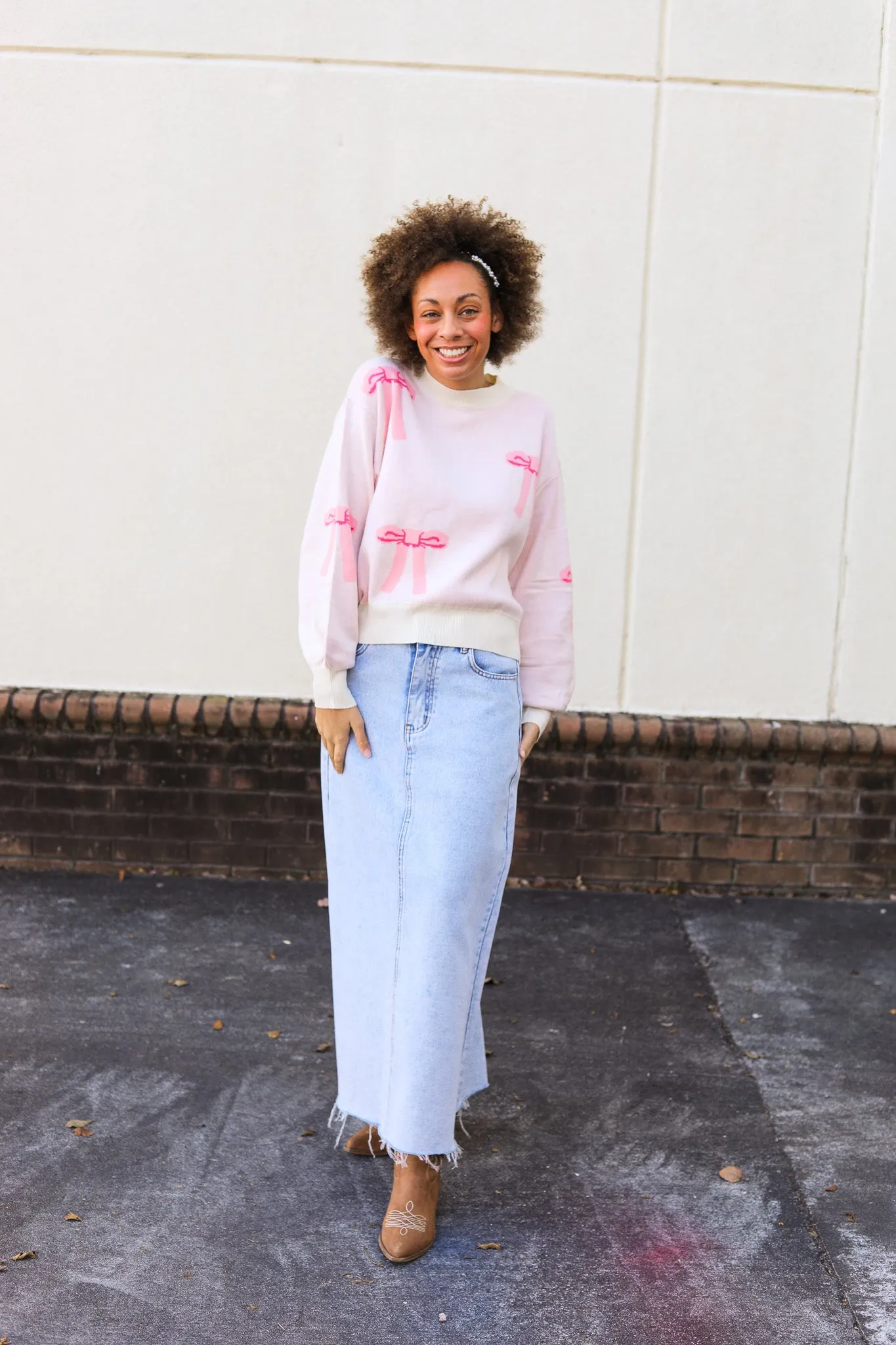 Shag Denim Skirt