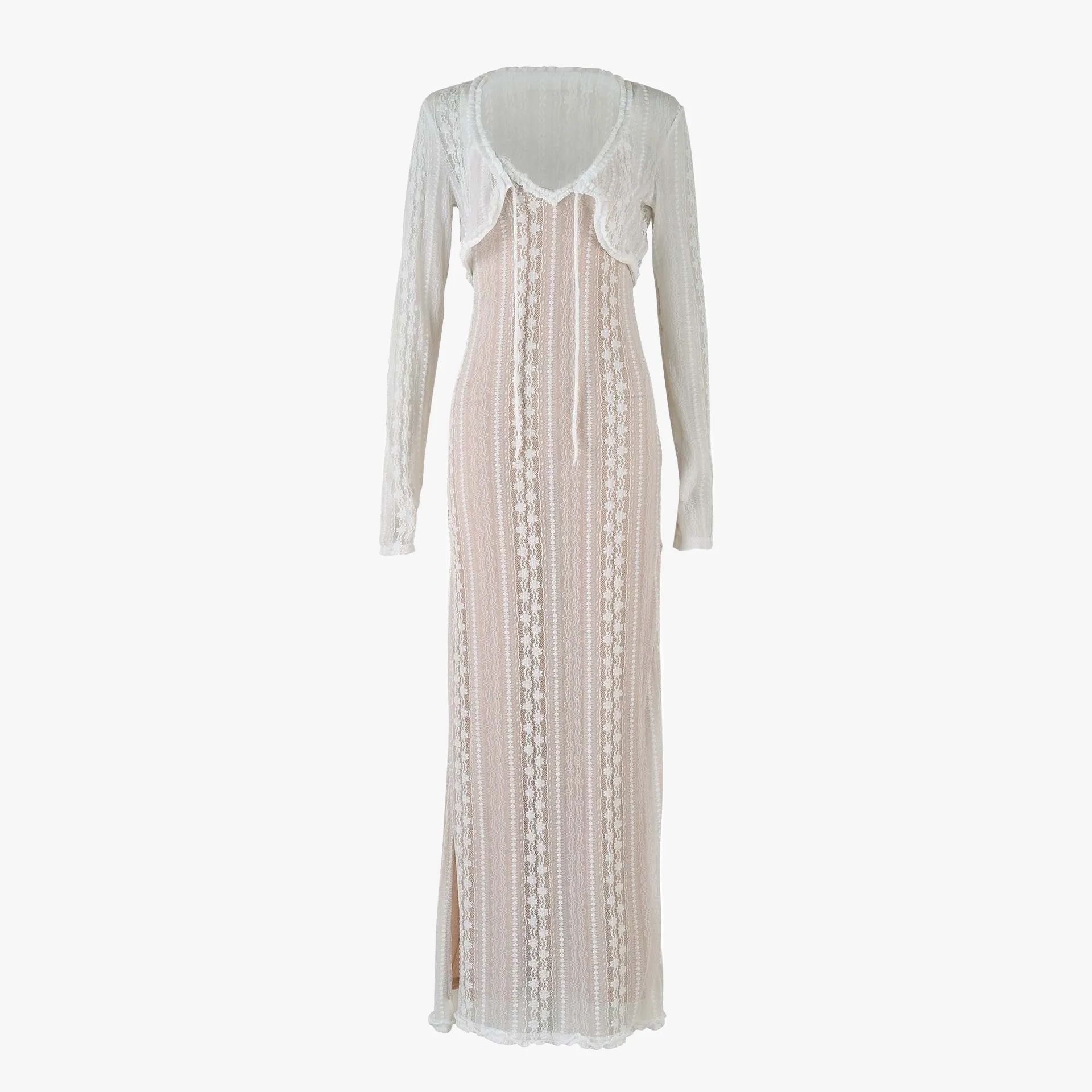 Sheer Elegance Dress with Bolero Set