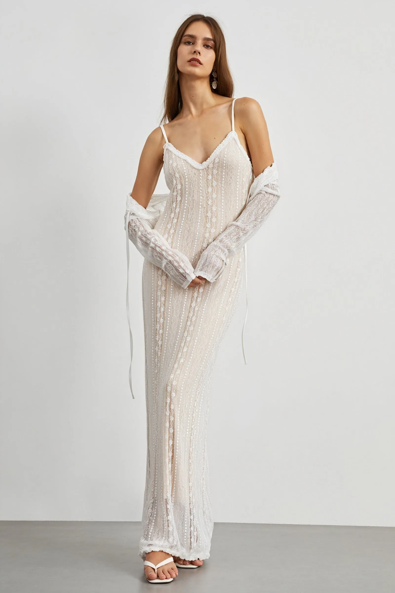 Sheer Elegance Dress with Bolero Set