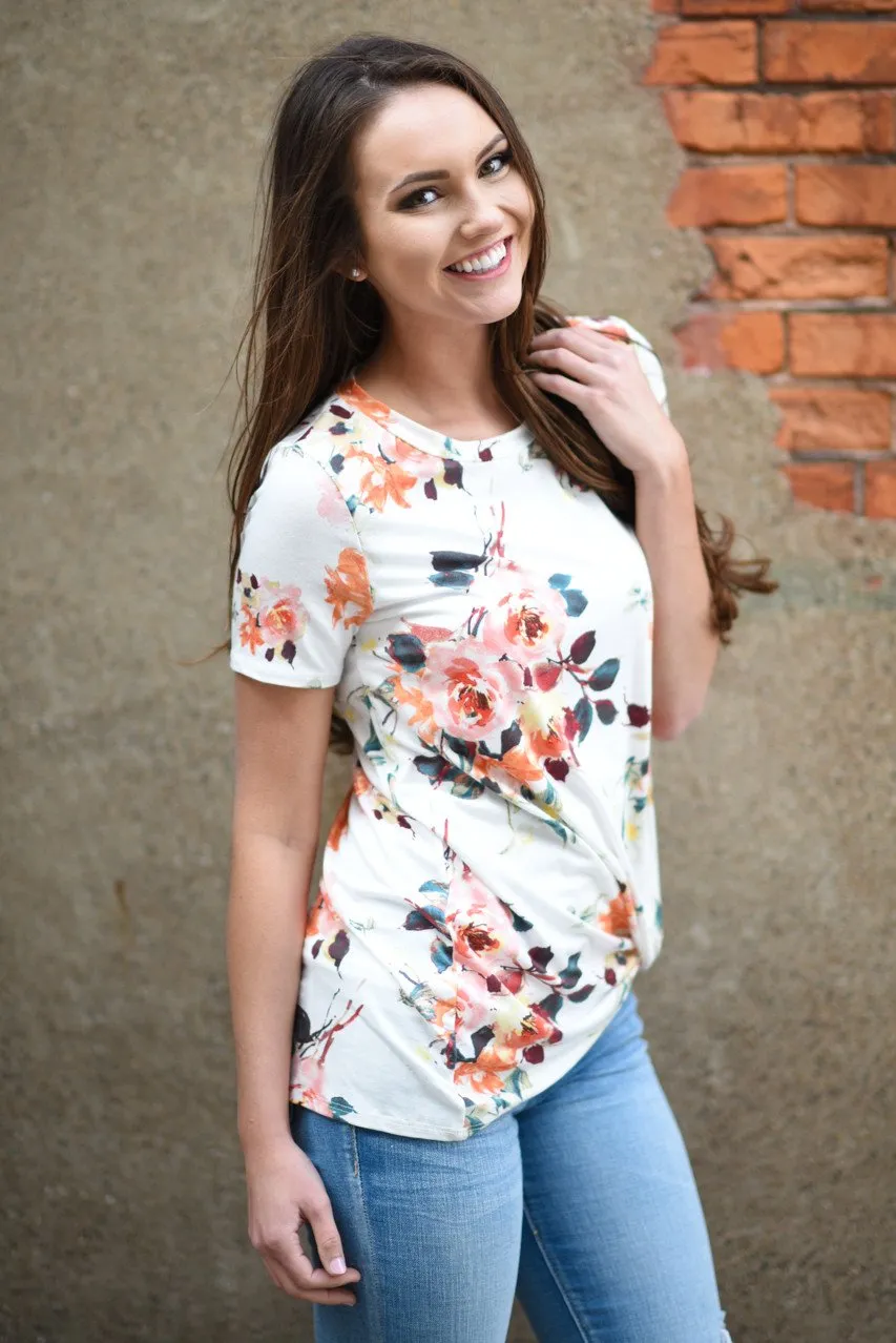 Sherbert Floral Short Sleeve Top