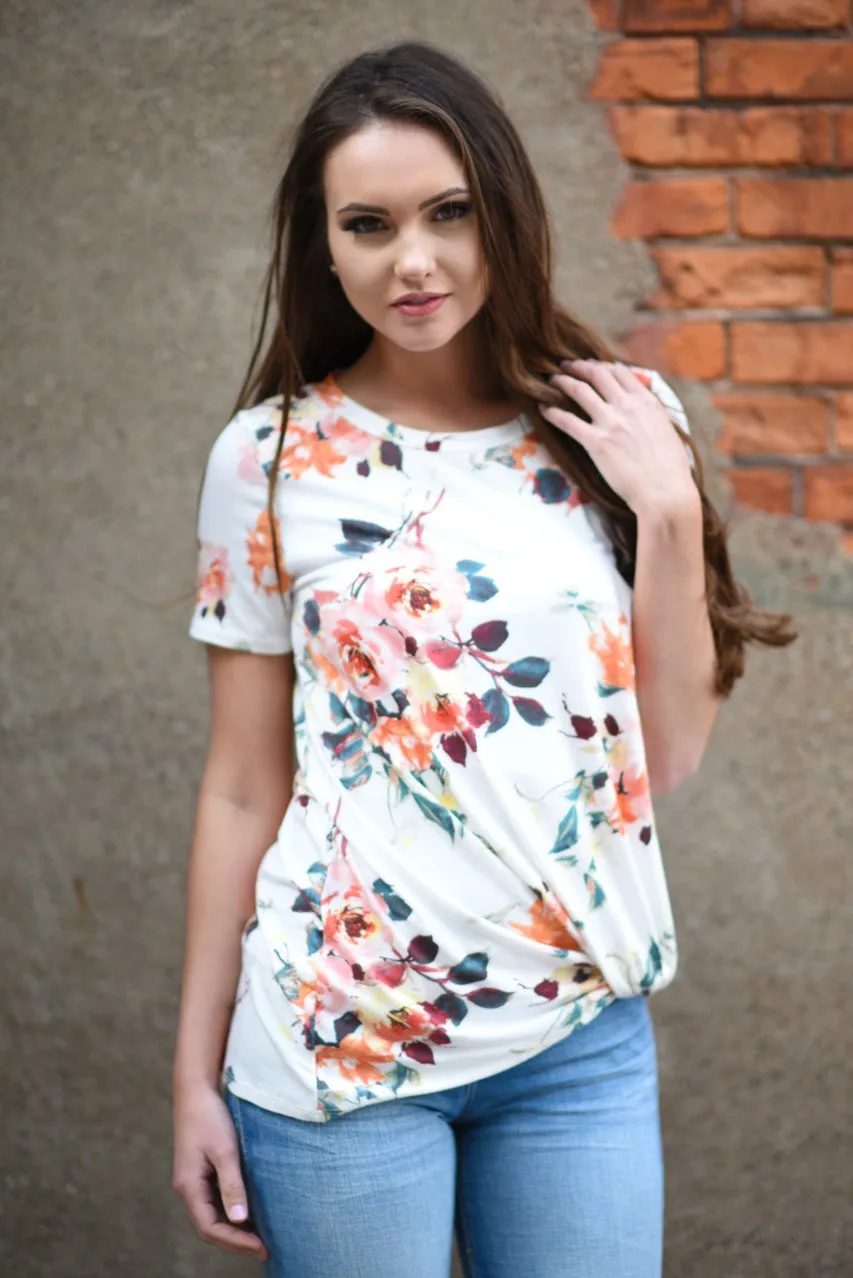 Sherbert Floral Short Sleeve Top