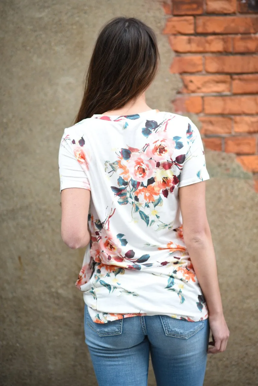 Sherbert Floral Short Sleeve Top