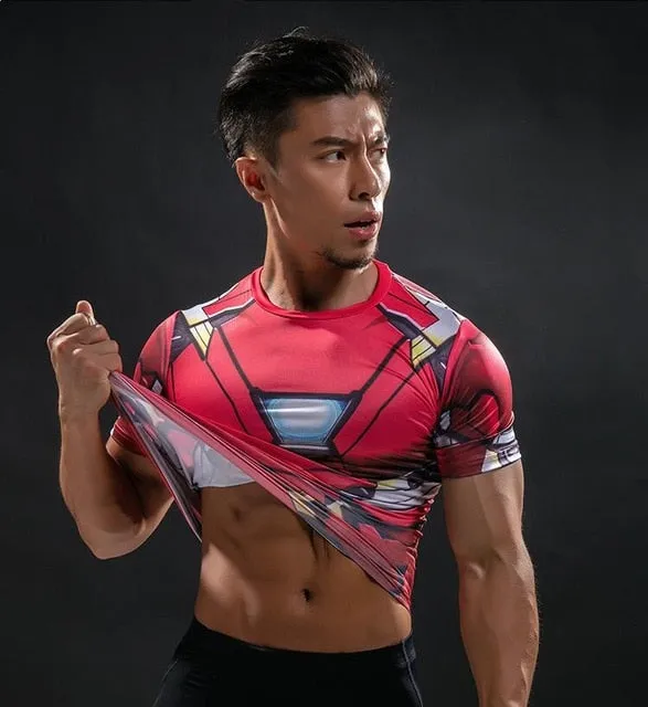 Short Sleeve 3D T Shirt Men T-Shirt Male Crossfit Tee Captain America Superman tshirt Men Fitness Compression Shirt Punisher MMA