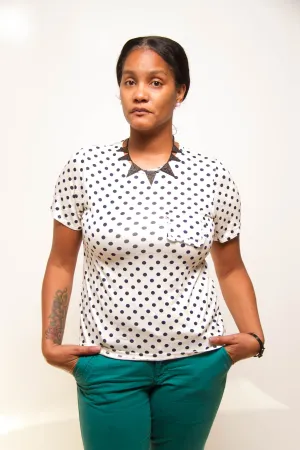 Short Sleeve Polka Dot Shirt With Pocket