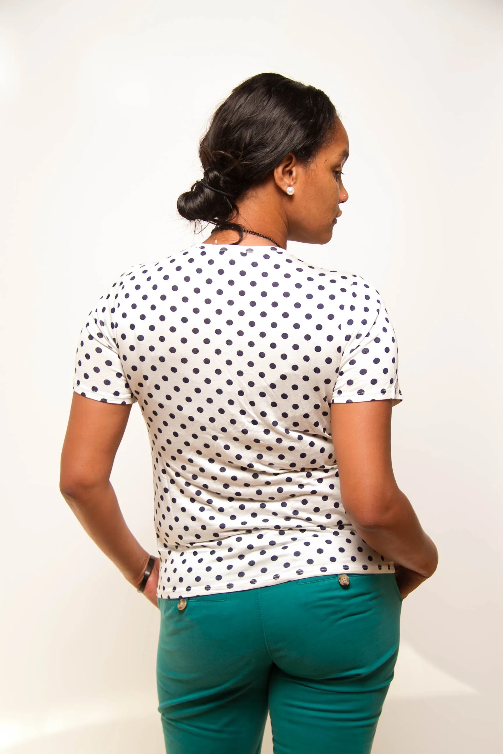 Short Sleeve Polka Dot Shirt With Pocket