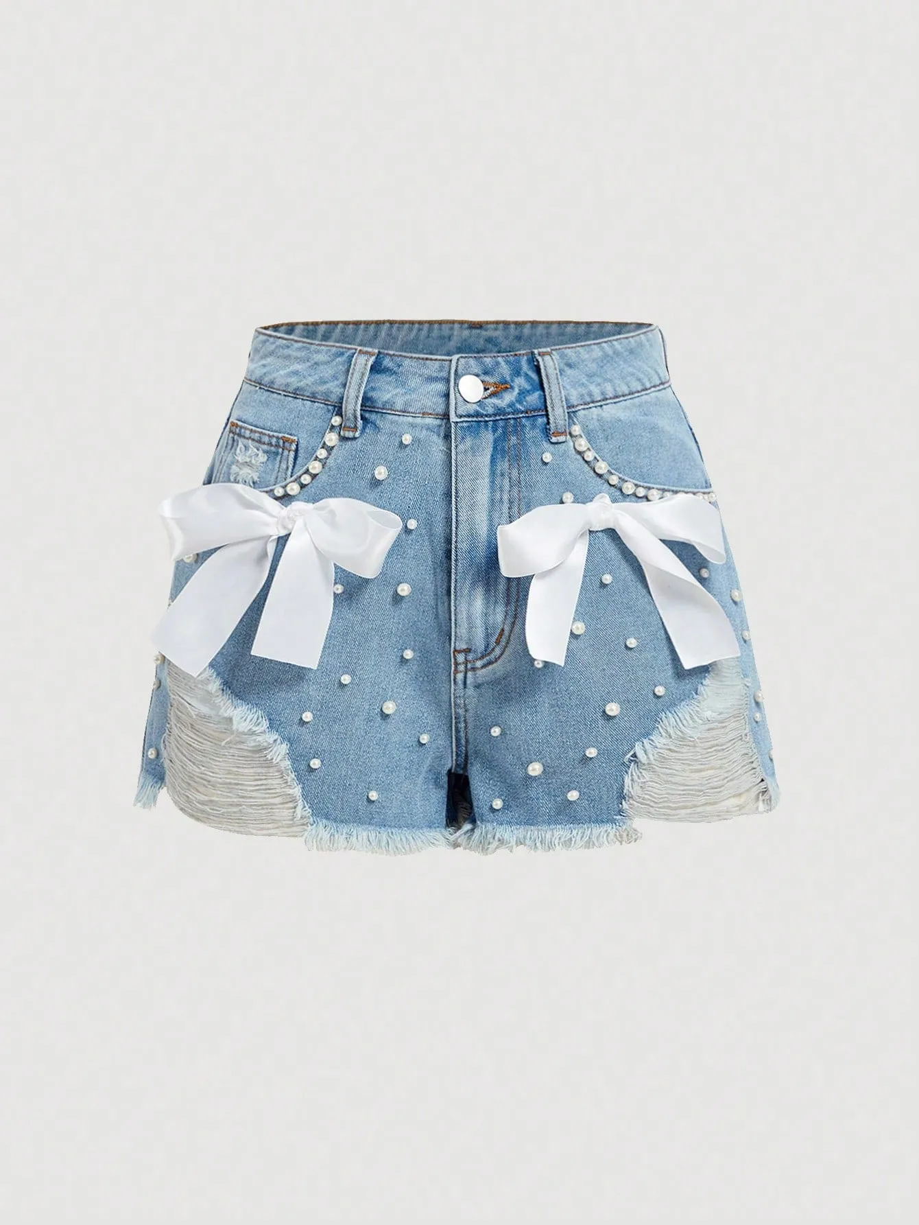 Shorts de mezclilla desgastados para mujer  CR
