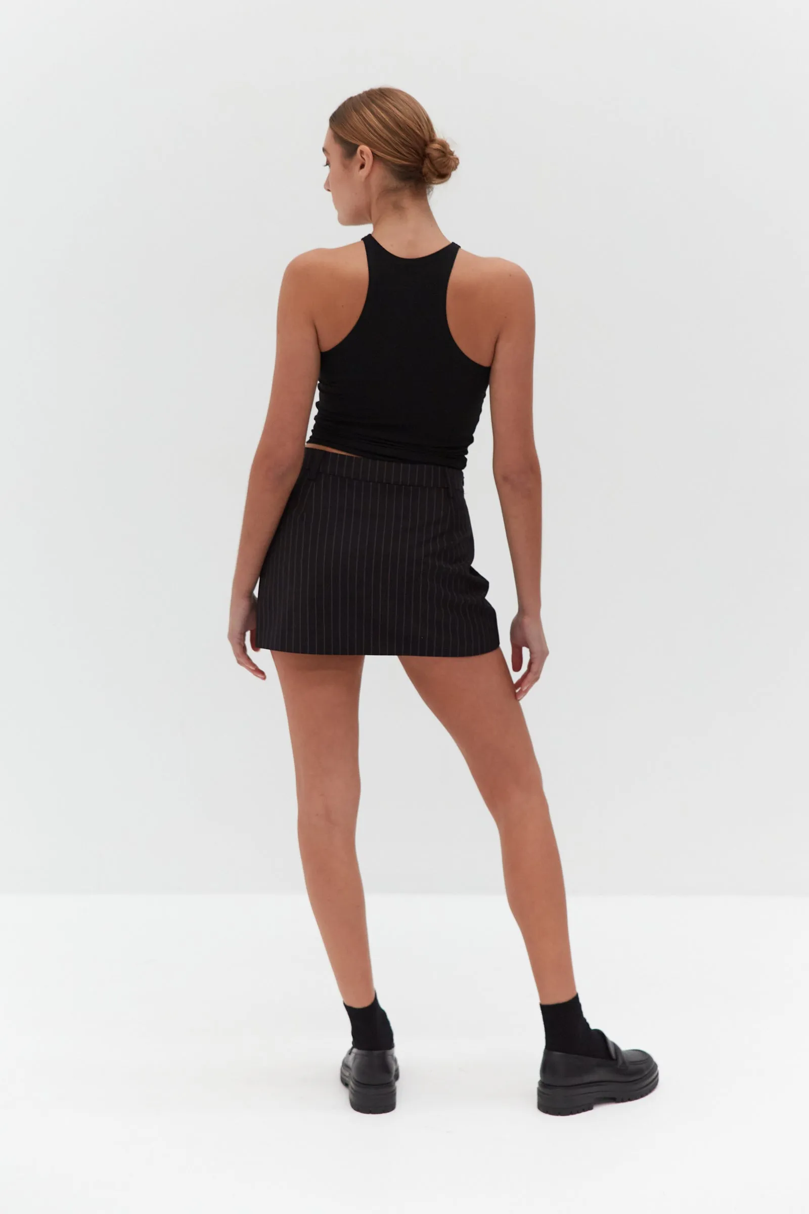 Side Split Mini Skirt - Pinstripe